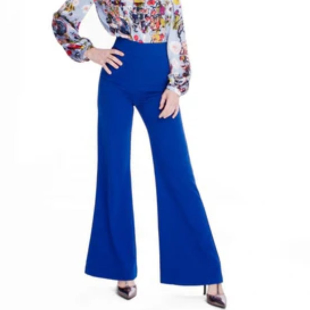 NWT WOMEN'S HOTTIE + LORD OSLO WIDE LEG HIGH WAISTED BLUE TROUSER PANTS